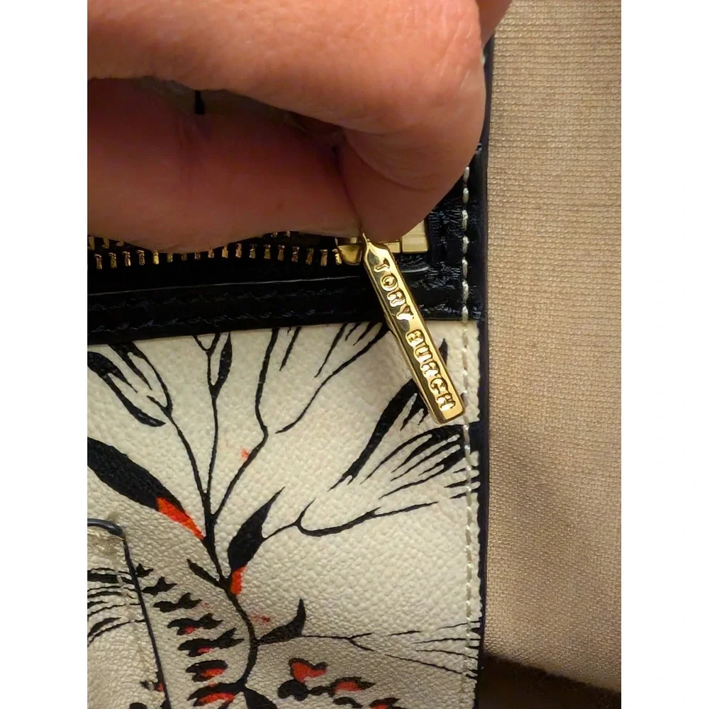 Tory Burch Kerrington Floral Print Tote Bag‎ Large Shoulder Bag Coated Canvas